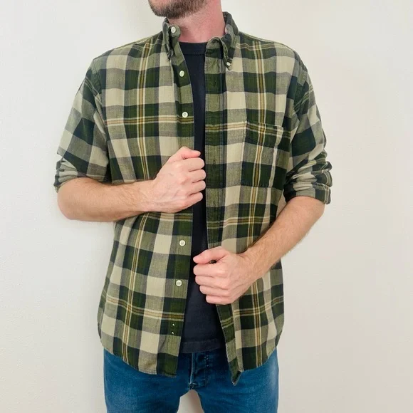 Britches Outdoor Oxford Shirt Plaid Button Down Cotton Casual - Picture 4 of 7